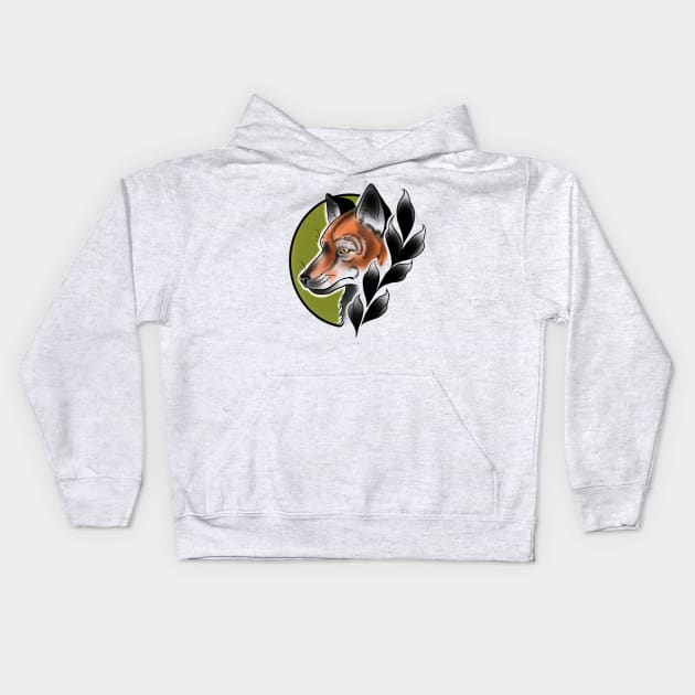 Fox head Kids Hoodie by OktInk